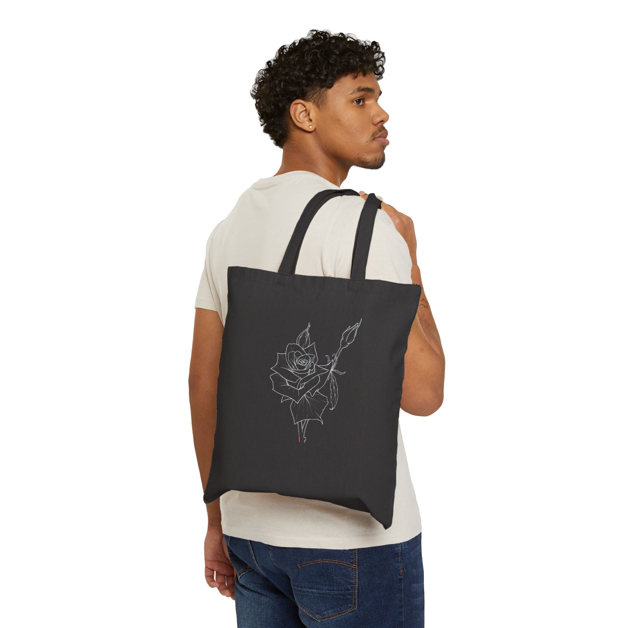 Canvas Tote Bag — Minimal Botanical Floral Sketch Tote