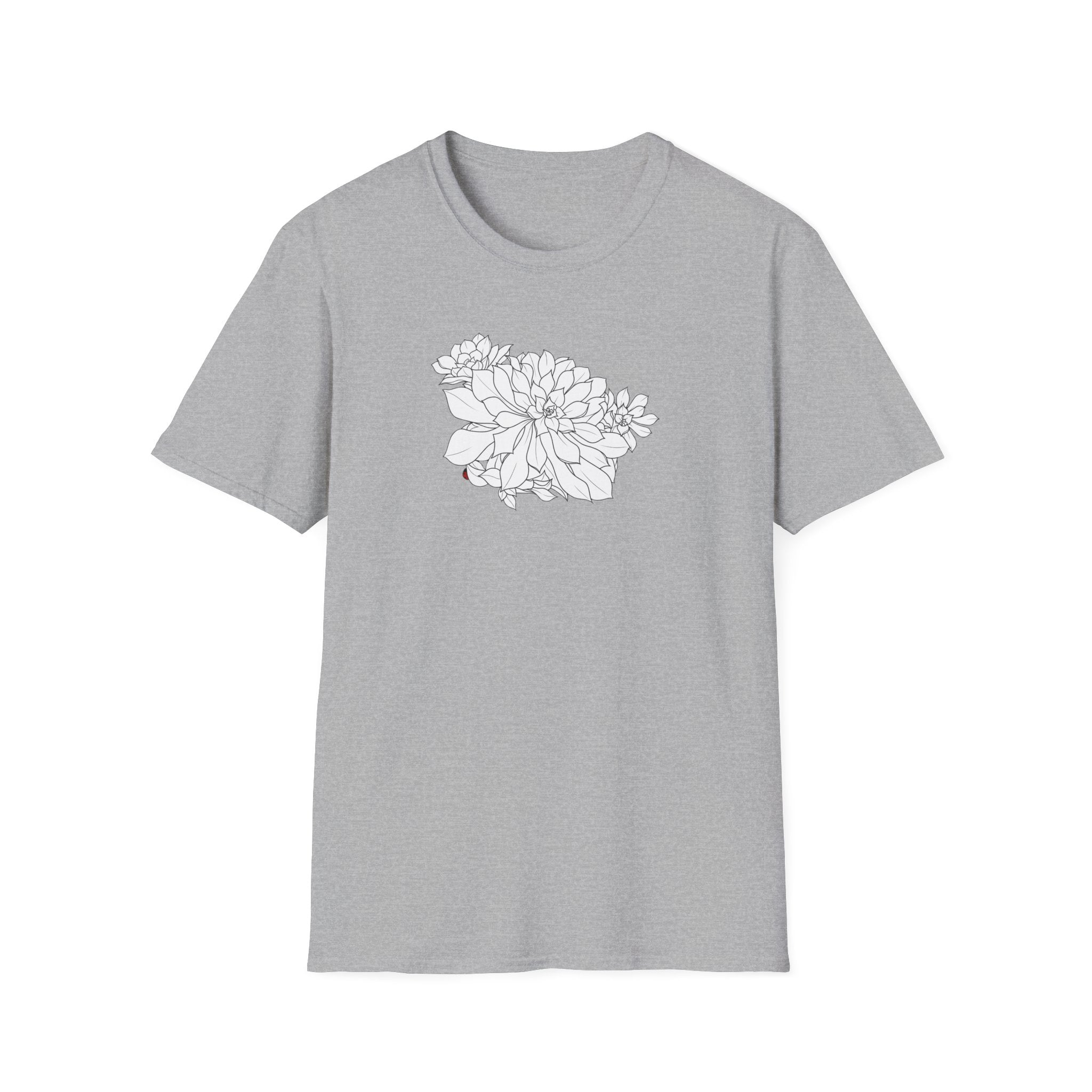 Succulent Sketch Unisex T‑Shirt — Minimalist Floral Line Art Tee