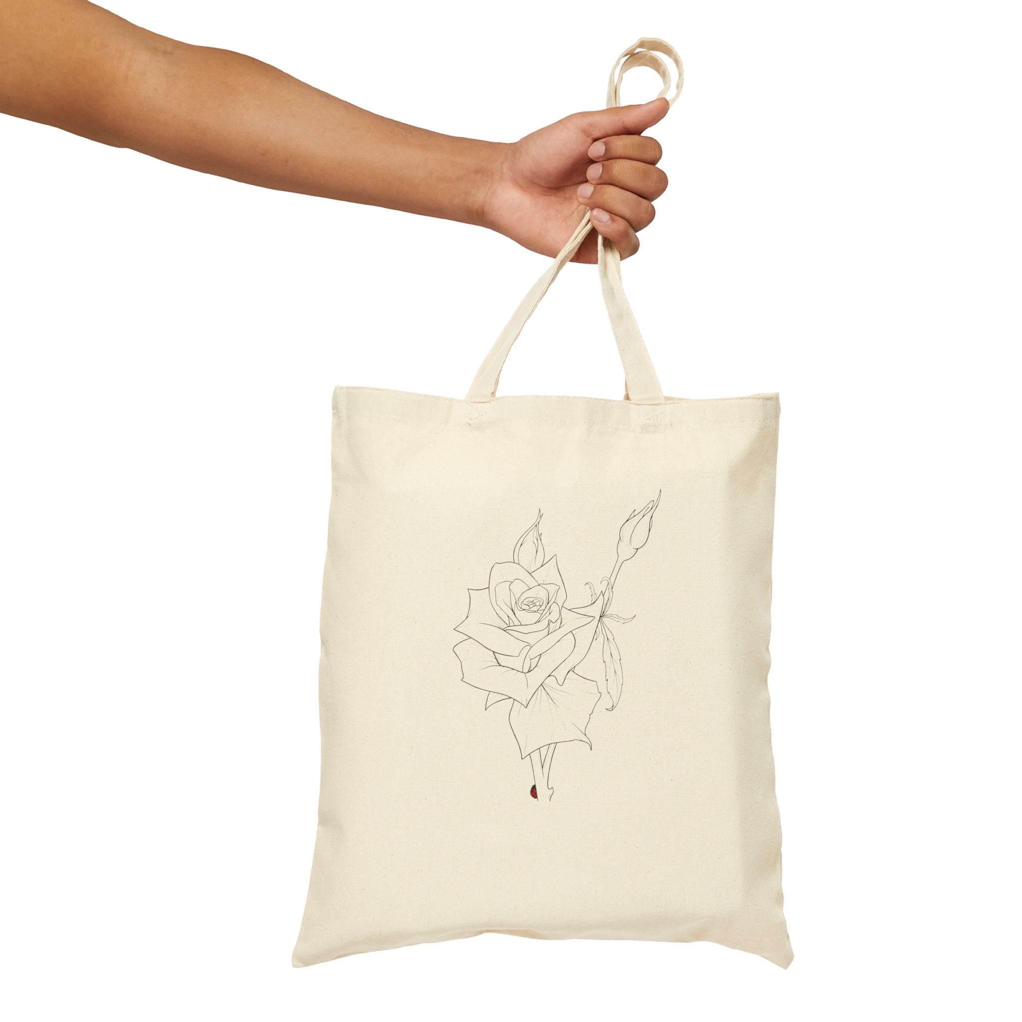 Canvas Tote Bag — Minimal Botanical Floral Sketch Tote