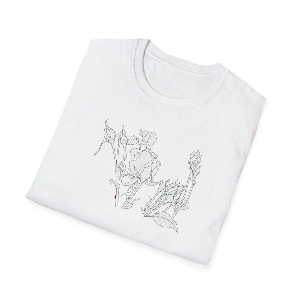 Roesbuds Sketch Unisex T‑Shirt — Minimalist Floral Line Art Tee