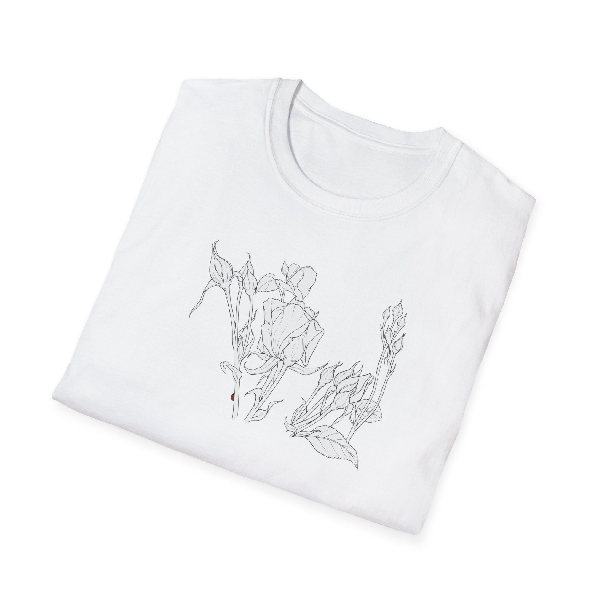 Roesbuds Sketch Unisex T‑Shirt — Minimalist Floral Line Art Tee
