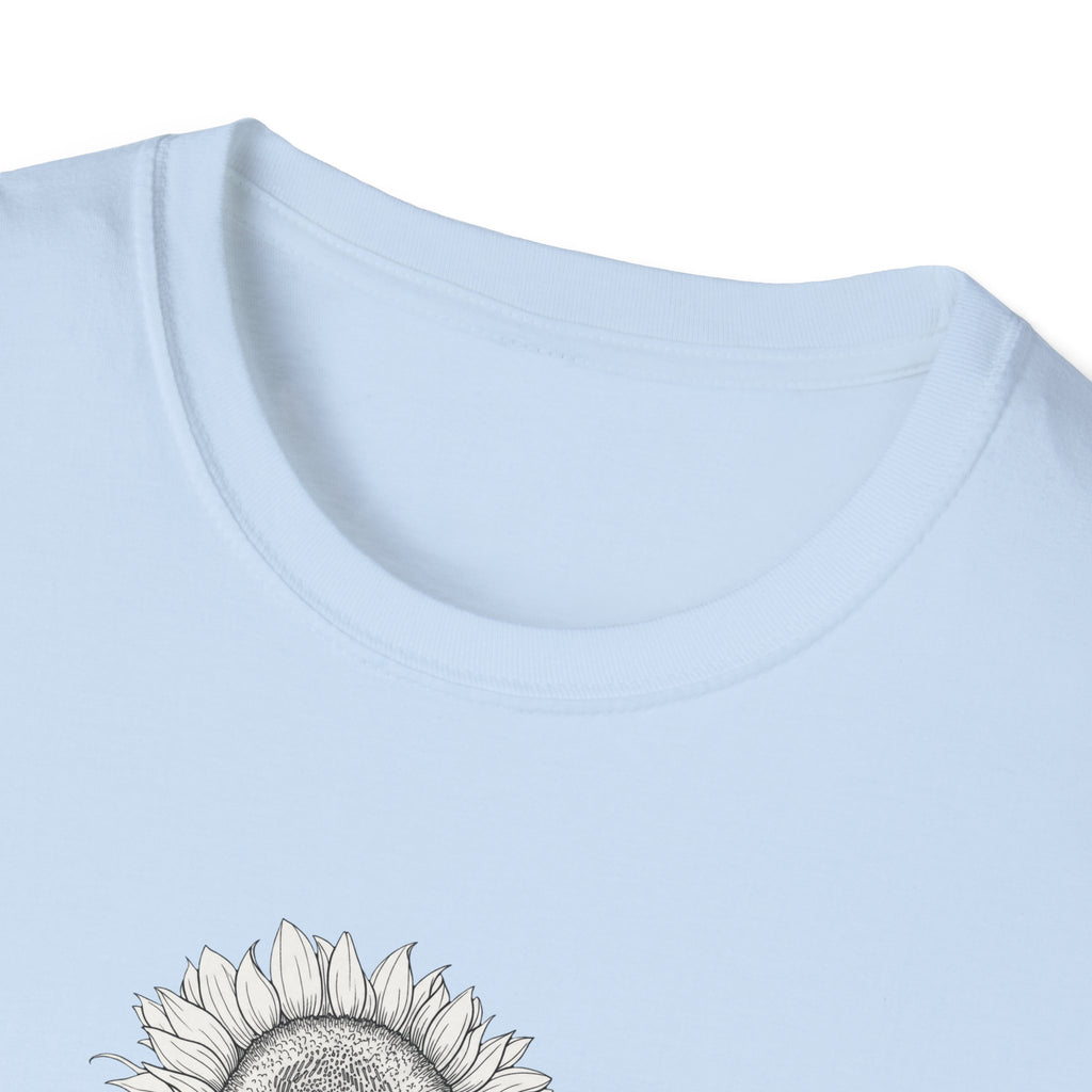 Sunflower Sketch Unisex T‑Shirt — Minimalist Floral Line Art Tee
