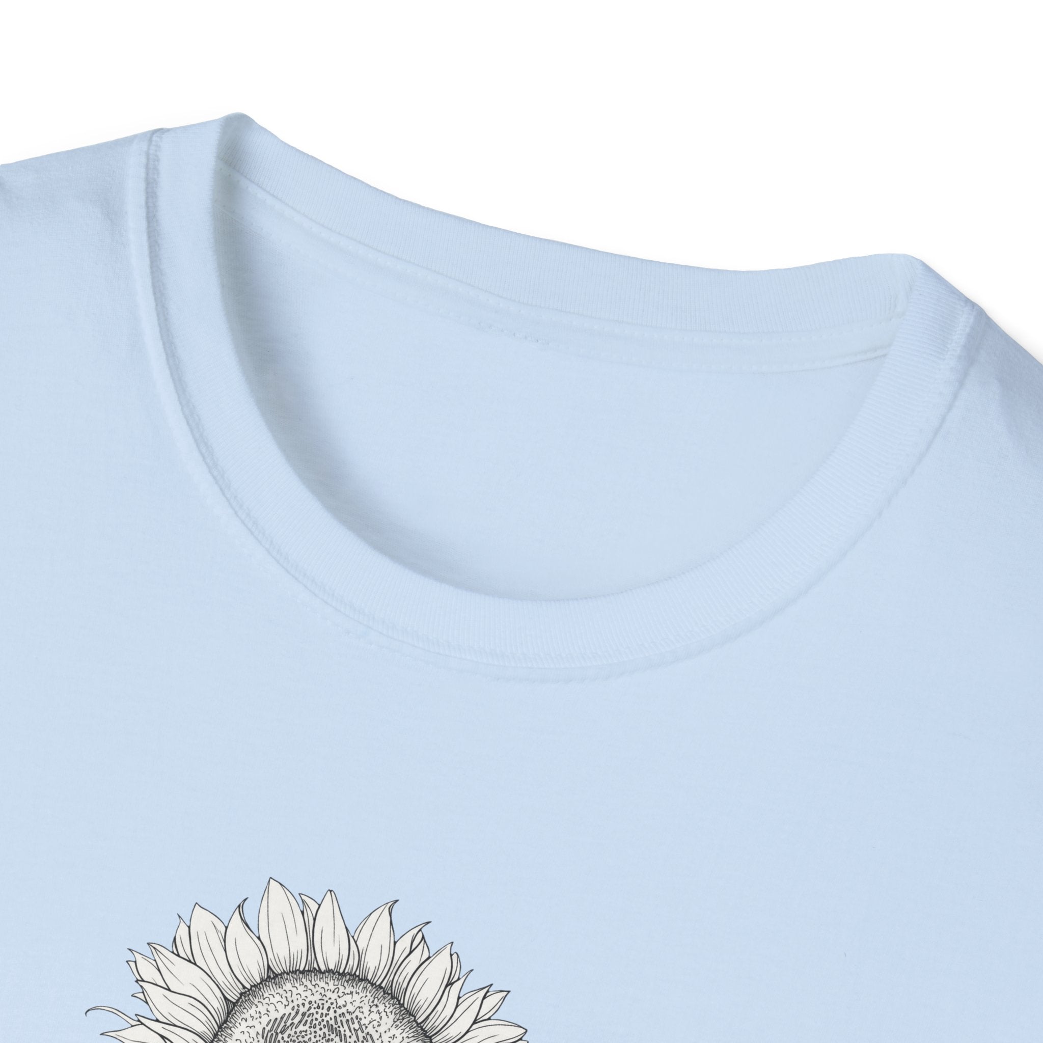 Sunflower Sketch Unisex T‑Shirt — Minimalist Floral Line Art Tee
