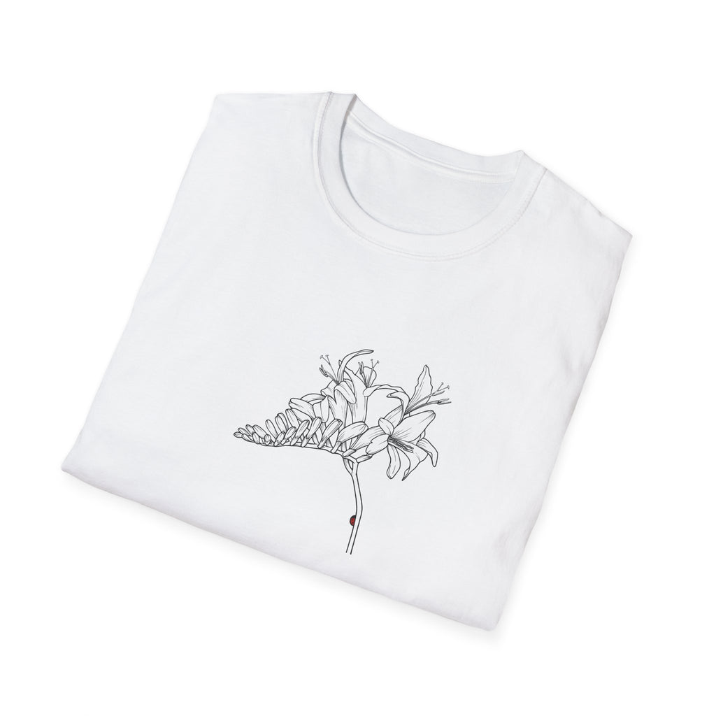 Lucifer Flower Sketch Unisex T‑Shirt — Minimalist Floral Line Art Tee