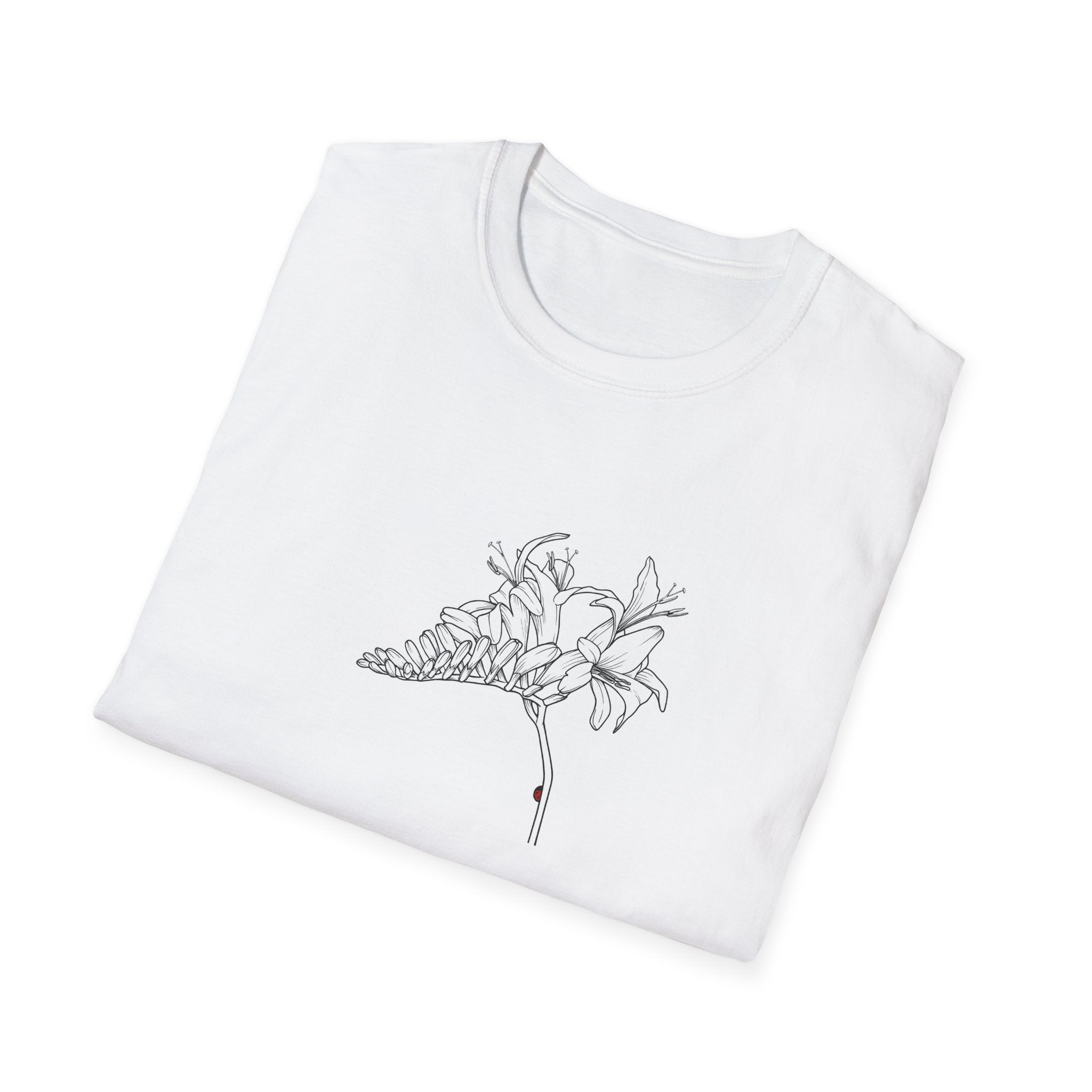 Lucifer Flower Sketch Unisex T‑Shirt — Minimalist Floral Line Art Tee