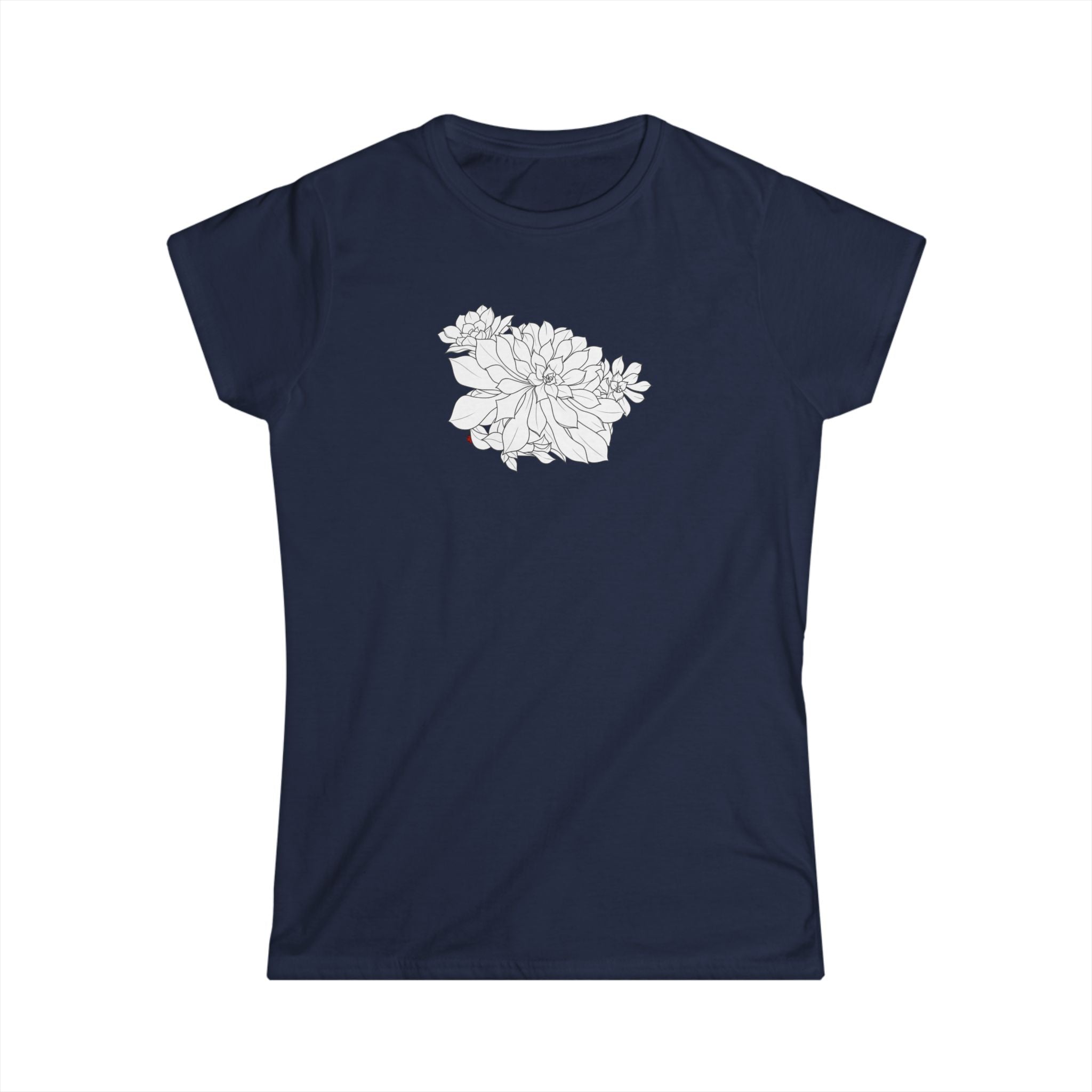 Succulent Line Art Tee — Minimal Floral Women's T-Shirt