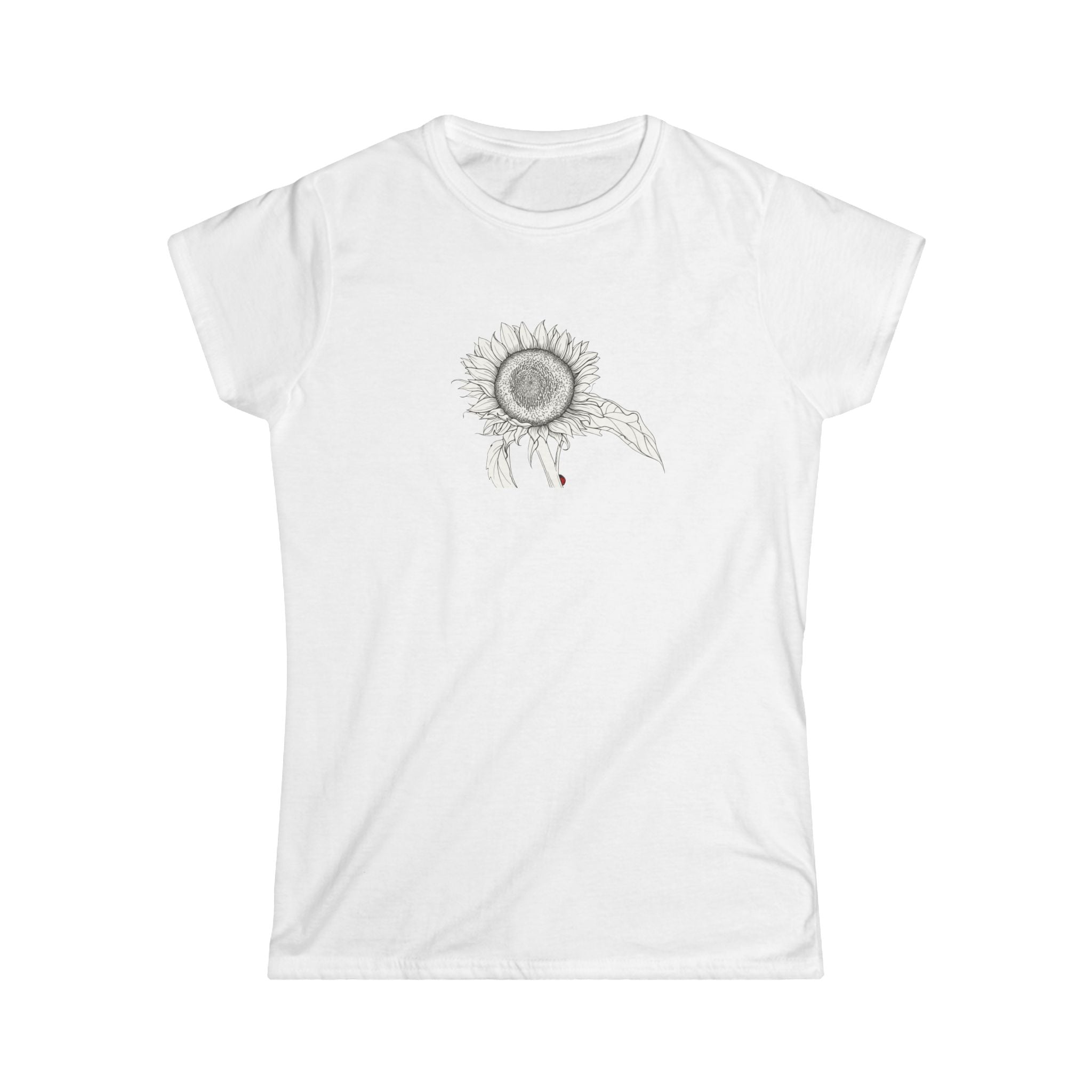 Sunflower Line Art Tee — Minimal Floral Women's T-Shirt