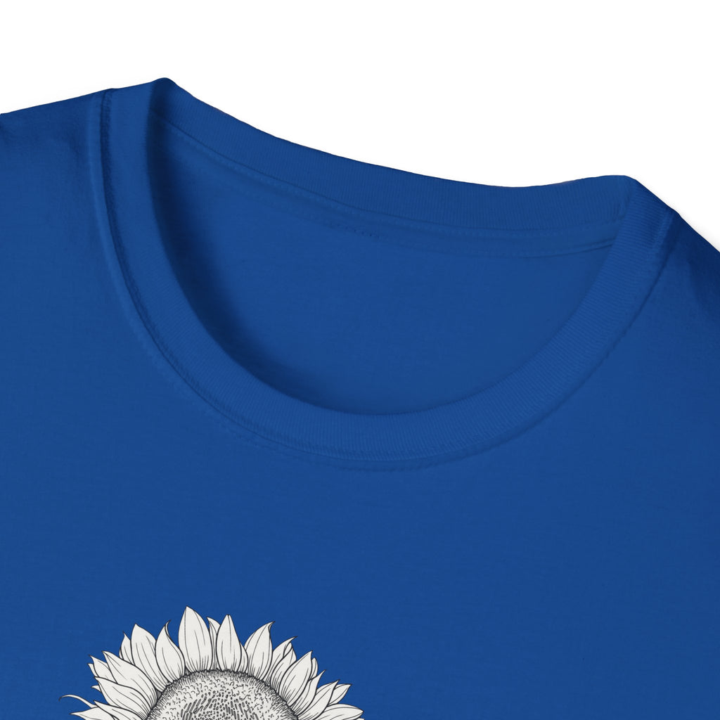 Sunflower Sketch Unisex T‑Shirt — Minimalist Floral Line Art Tee