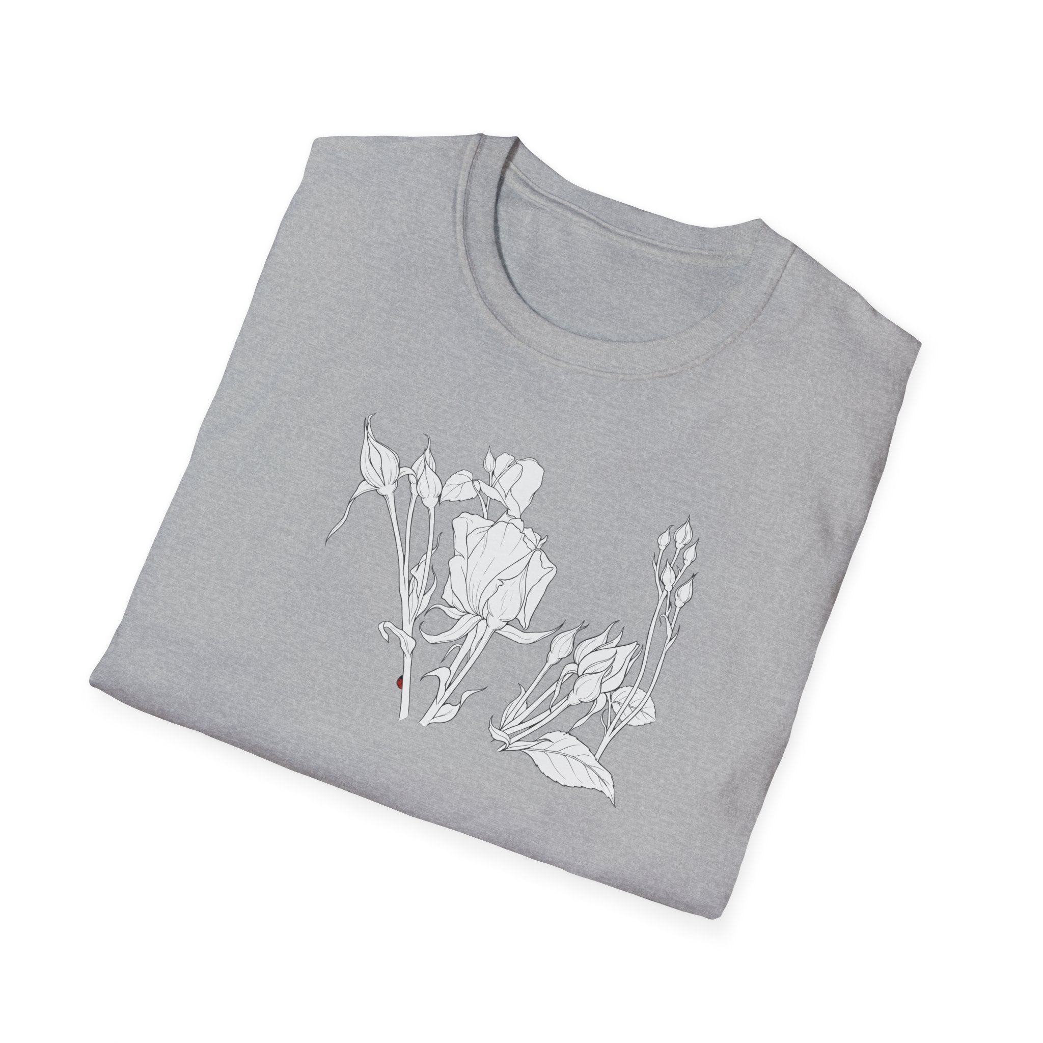 Roesbuds Sketch Unisex T‑Shirt — Minimalist Floral Line Art Tee