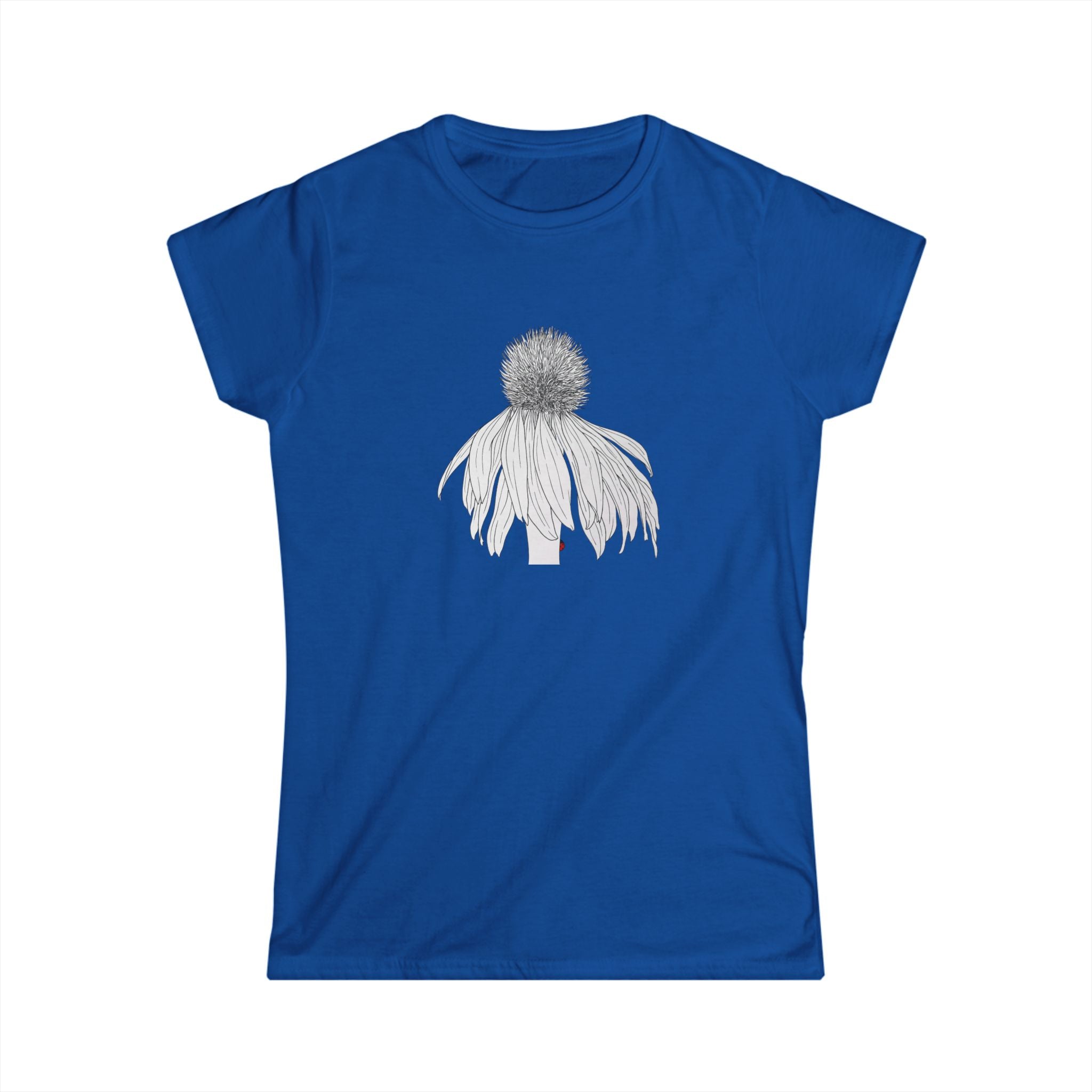 Coneflower Line Art Tee — Minimal Floral Women's T-Shirt
