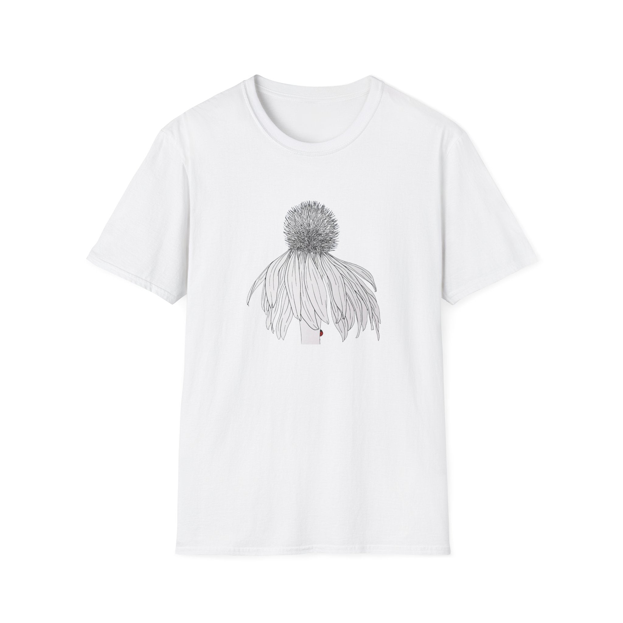 Coneflower Sketch Unisex T‑Shirt — Minimalist Floral Line Art Tee