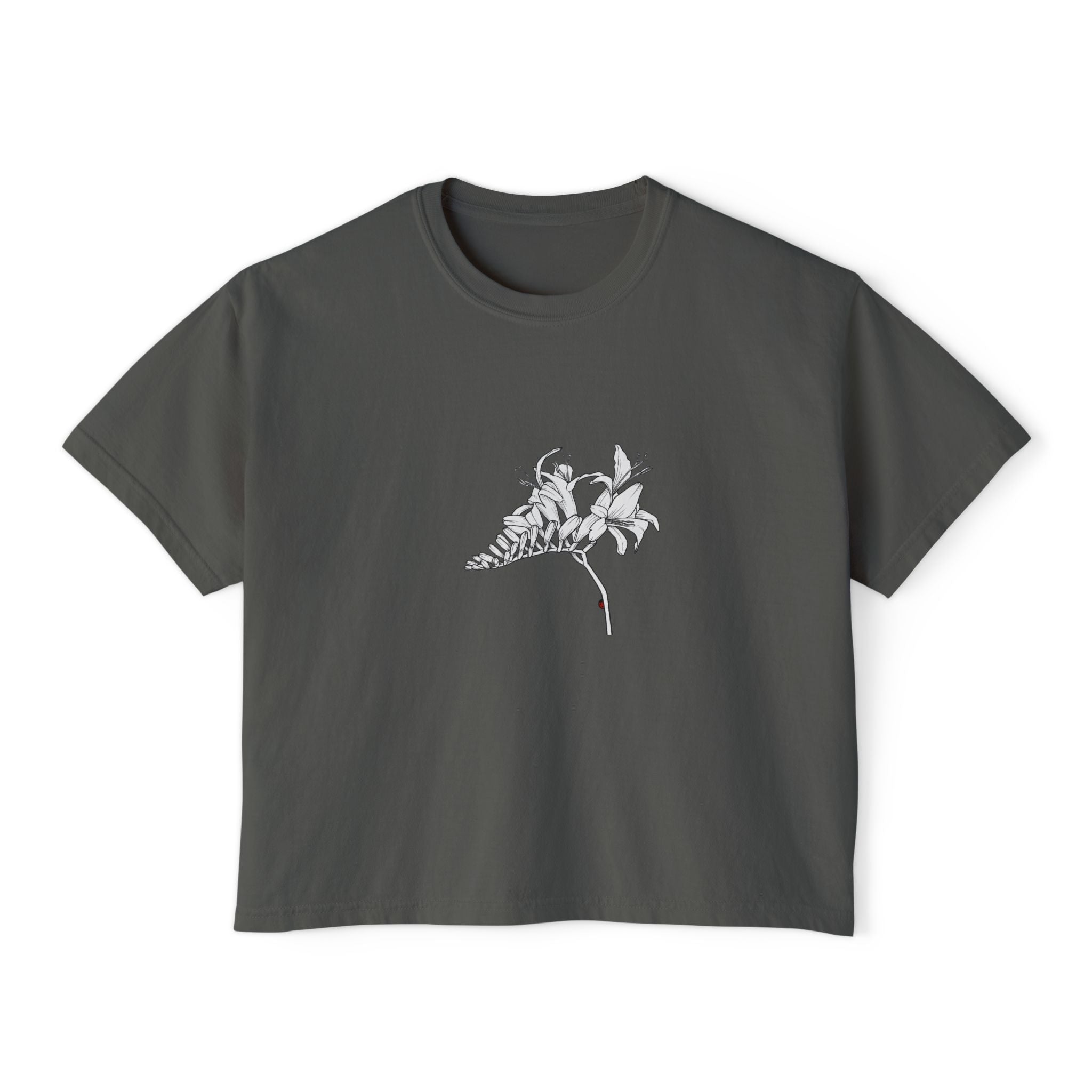 Lucifer Boxy Tee — Minimal Line Art Lucifer flower Graphic T-Shirt