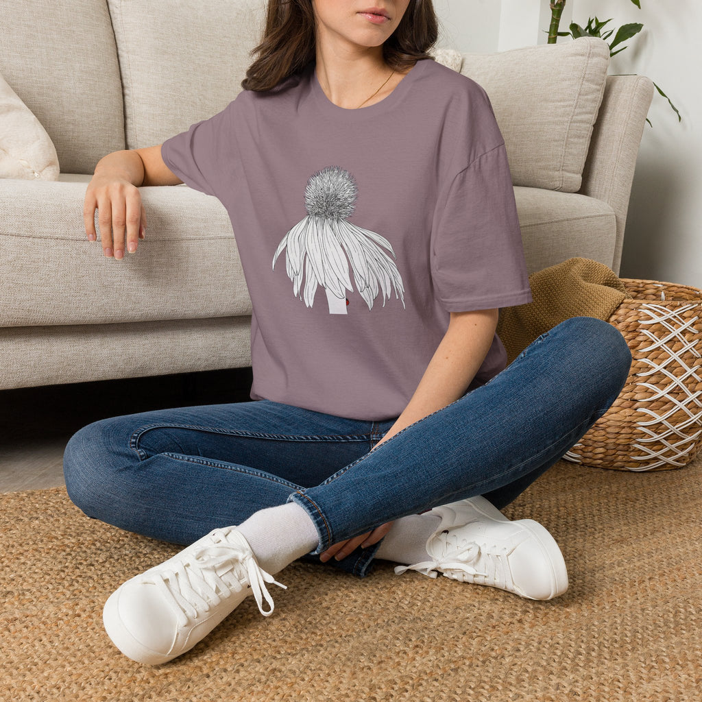 Coneflower Sketch Unisex T‑Shirt — Minimalist Floral Line Art Tee