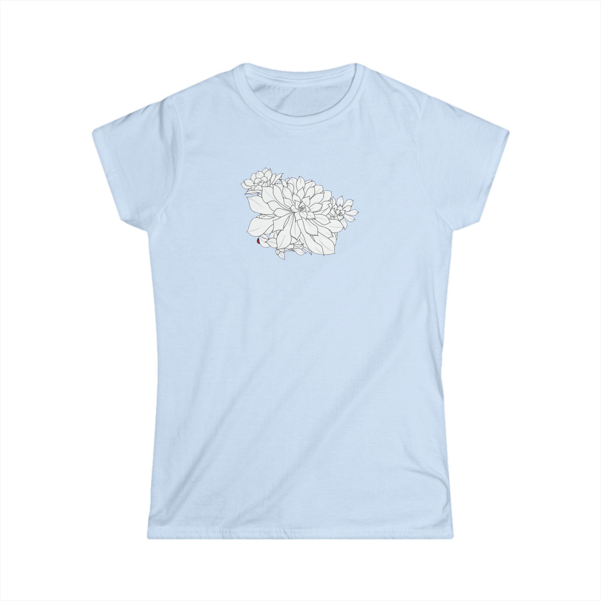 Succulent Line Art Tee — Minimal Floral Women's T-Shirt