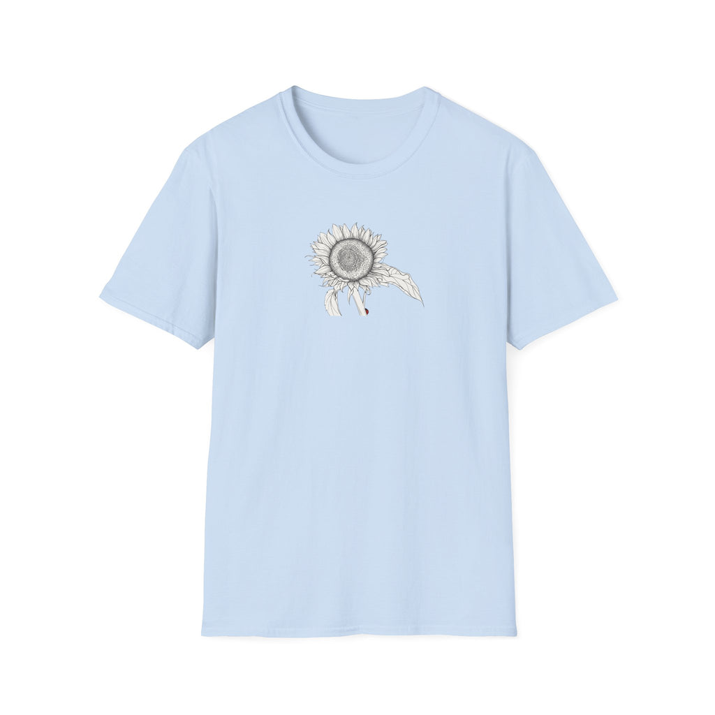 Sunflower Sketch Unisex T‑Shirt — Minimalist Floral Line Art Tee