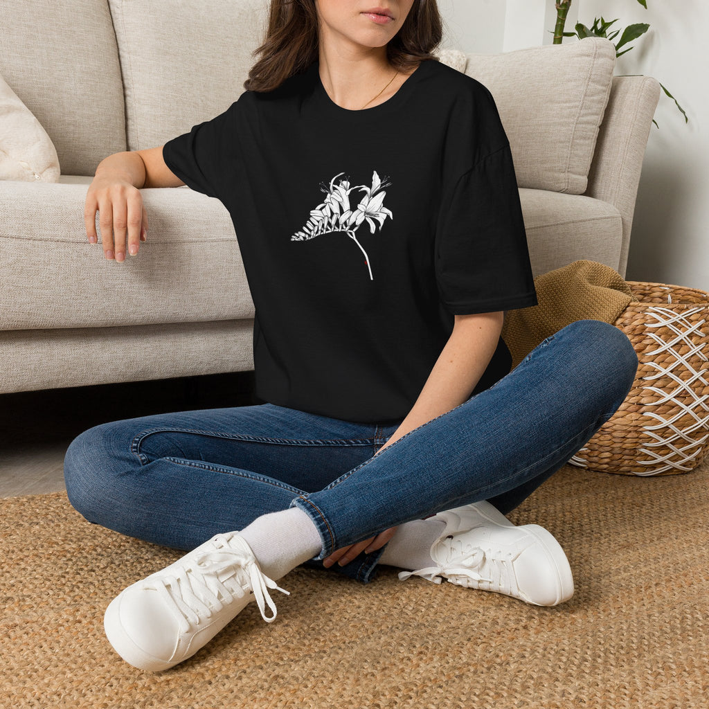 Lucifer Flower Sketch Unisex T‑Shirt — Minimalist Floral Line Art Tee