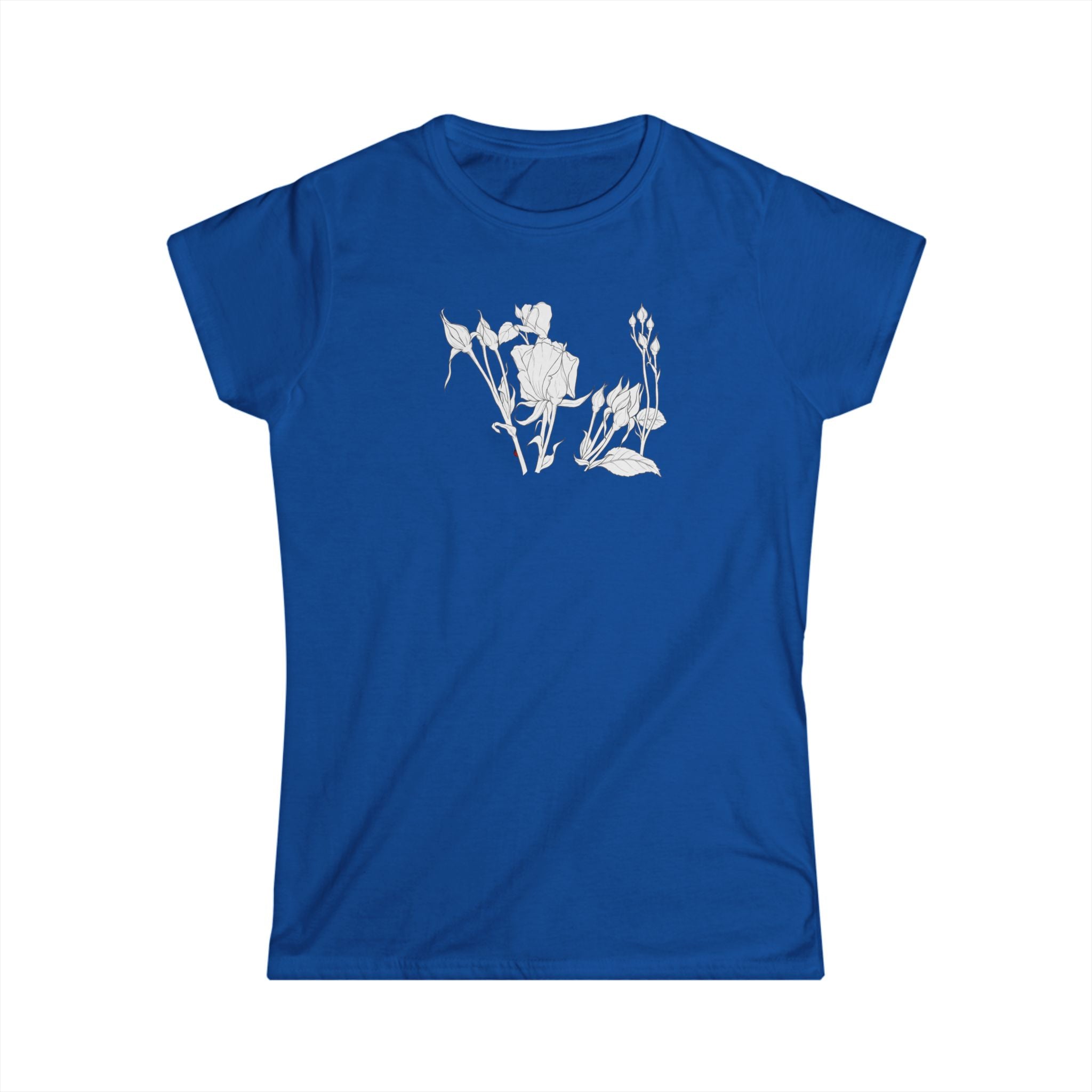 Rosebuds Line Art Tee — Minimal Floral Women's T-Shirt
