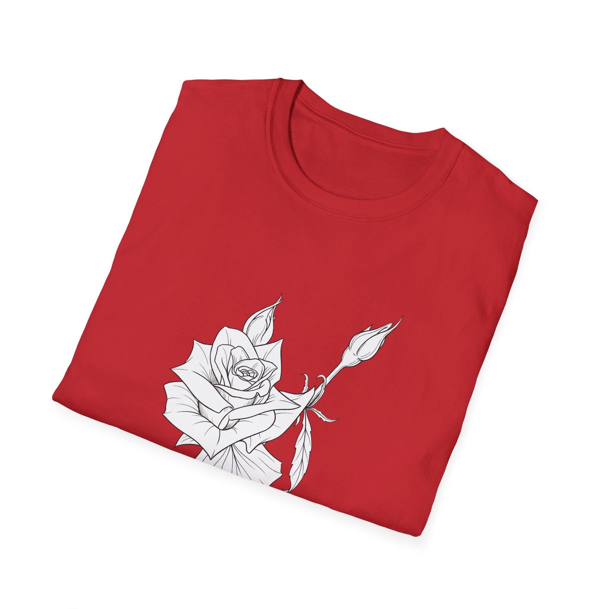 Rose Sketch Unisex T‑Shirt — Minimalist Floral Line Art Tee