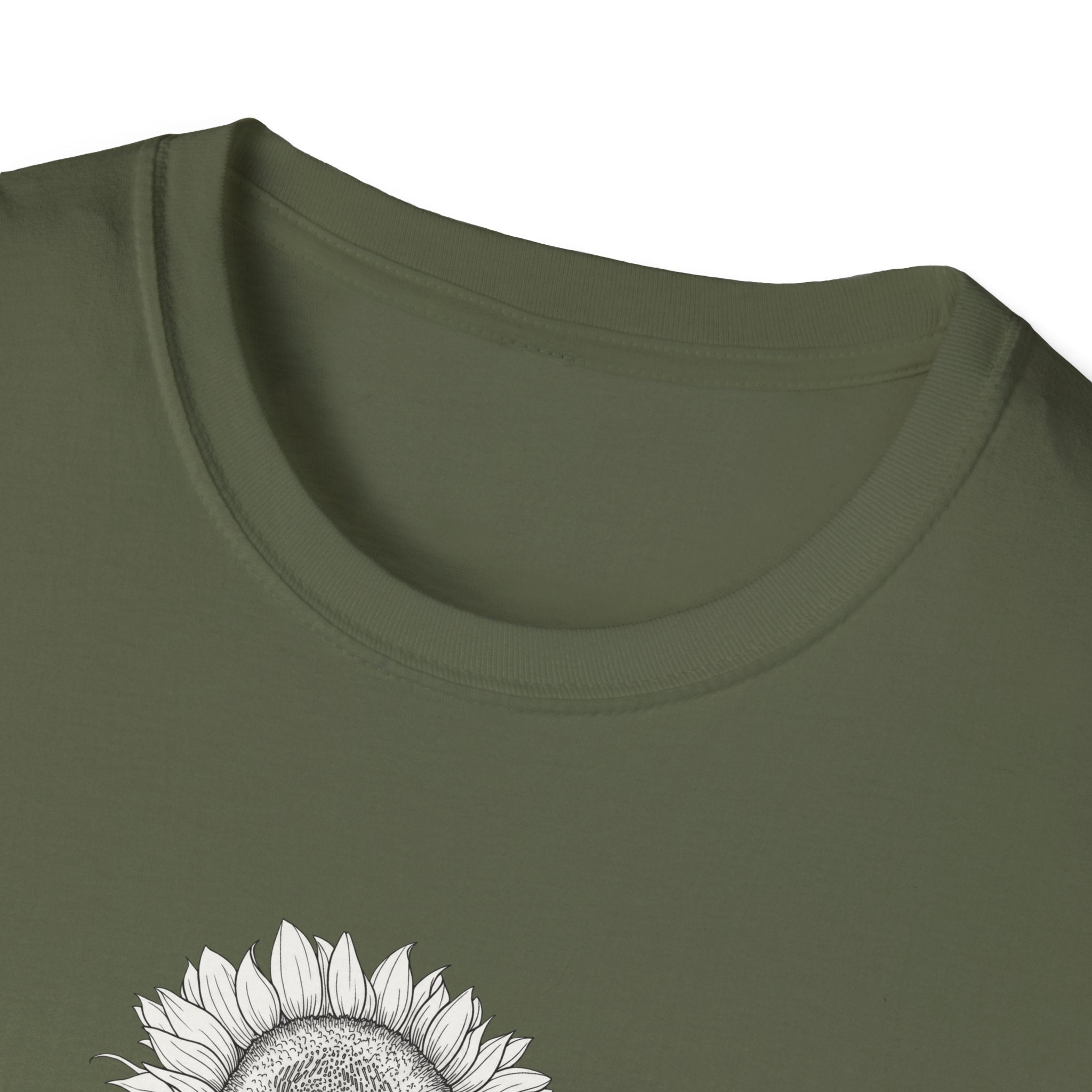 Sunflower Sketch Unisex T‑Shirt — Minimalist Floral Line Art Tee