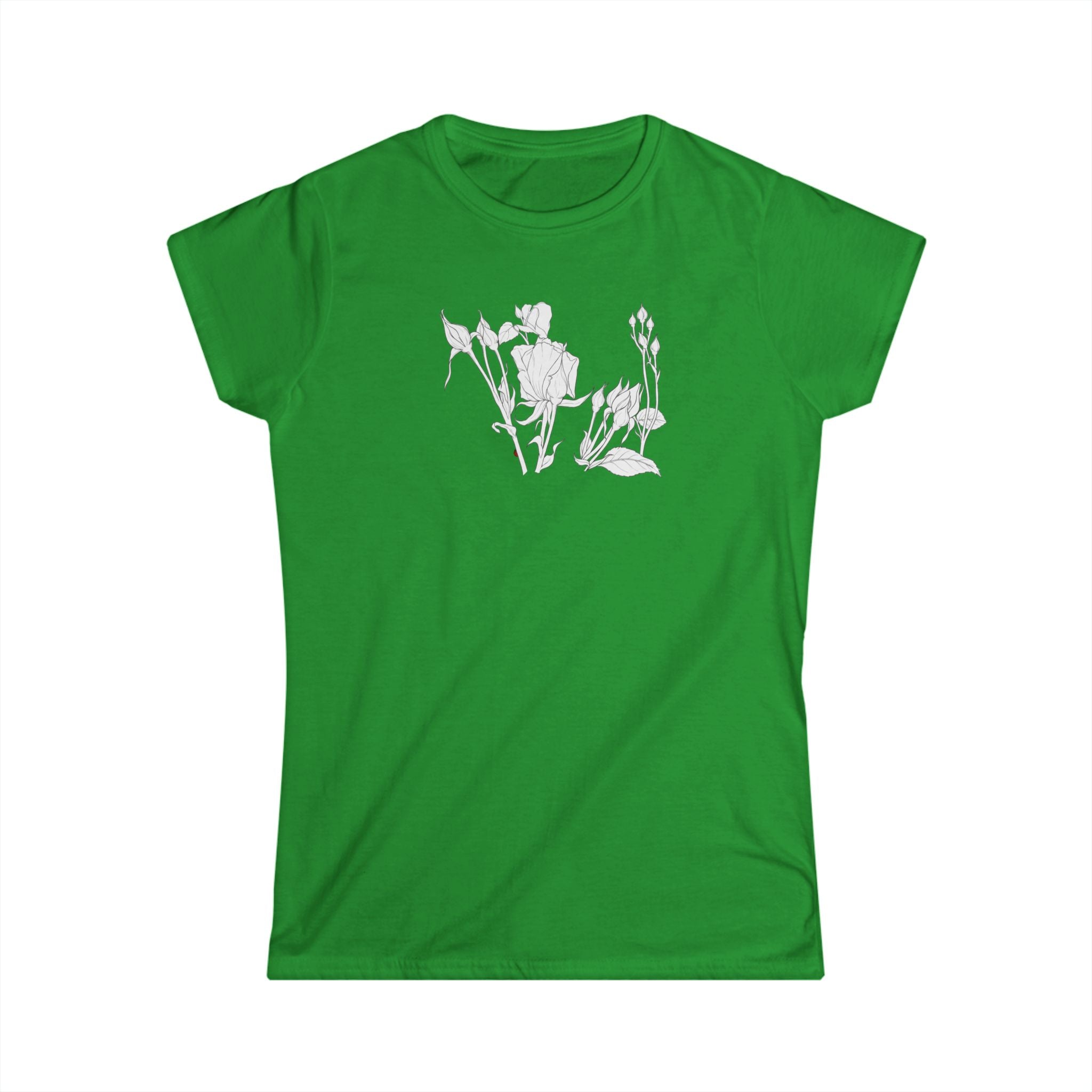 Rosebuds Line Art Tee — Minimal Floral Women's T-Shirt