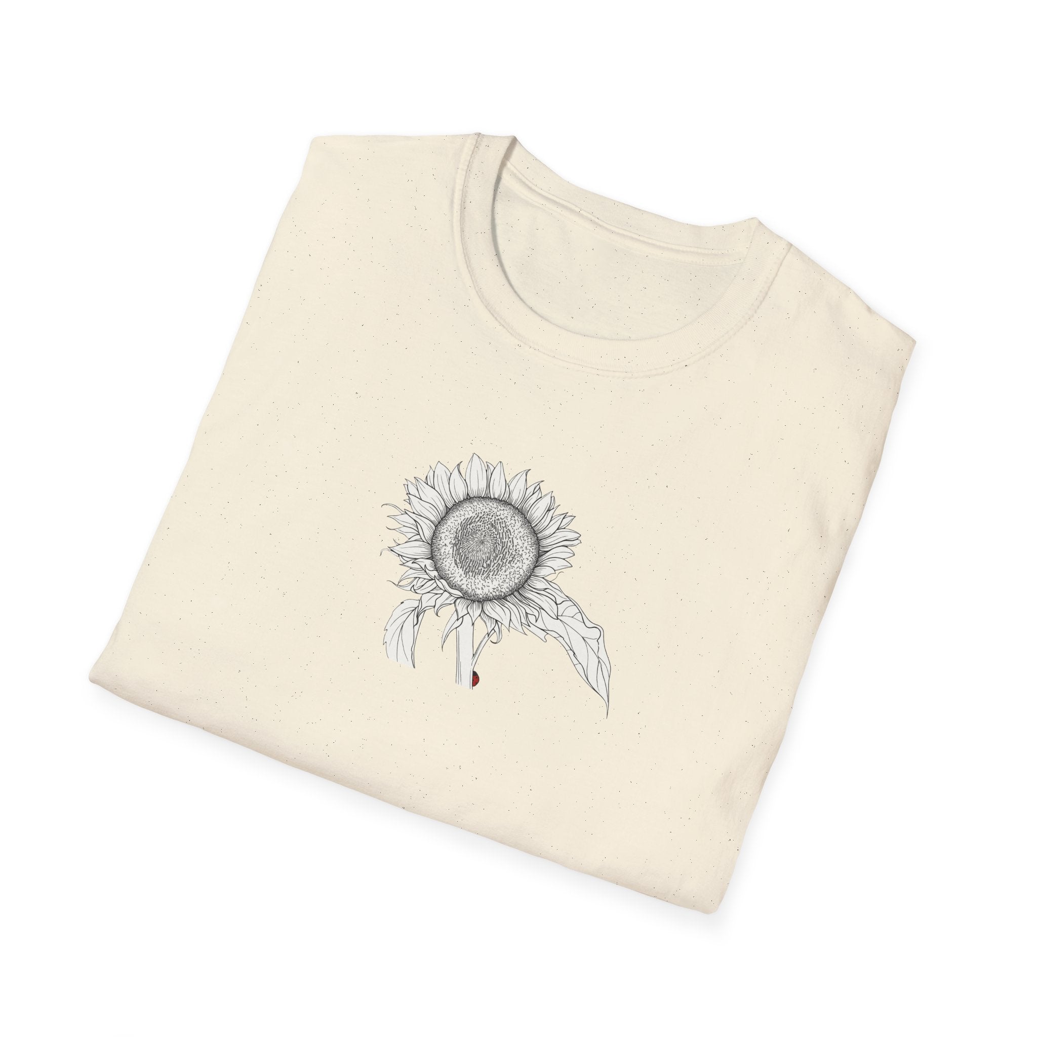 Sunflower Sketch Unisex T‑Shirt — Minimalist Floral Line Art Tee