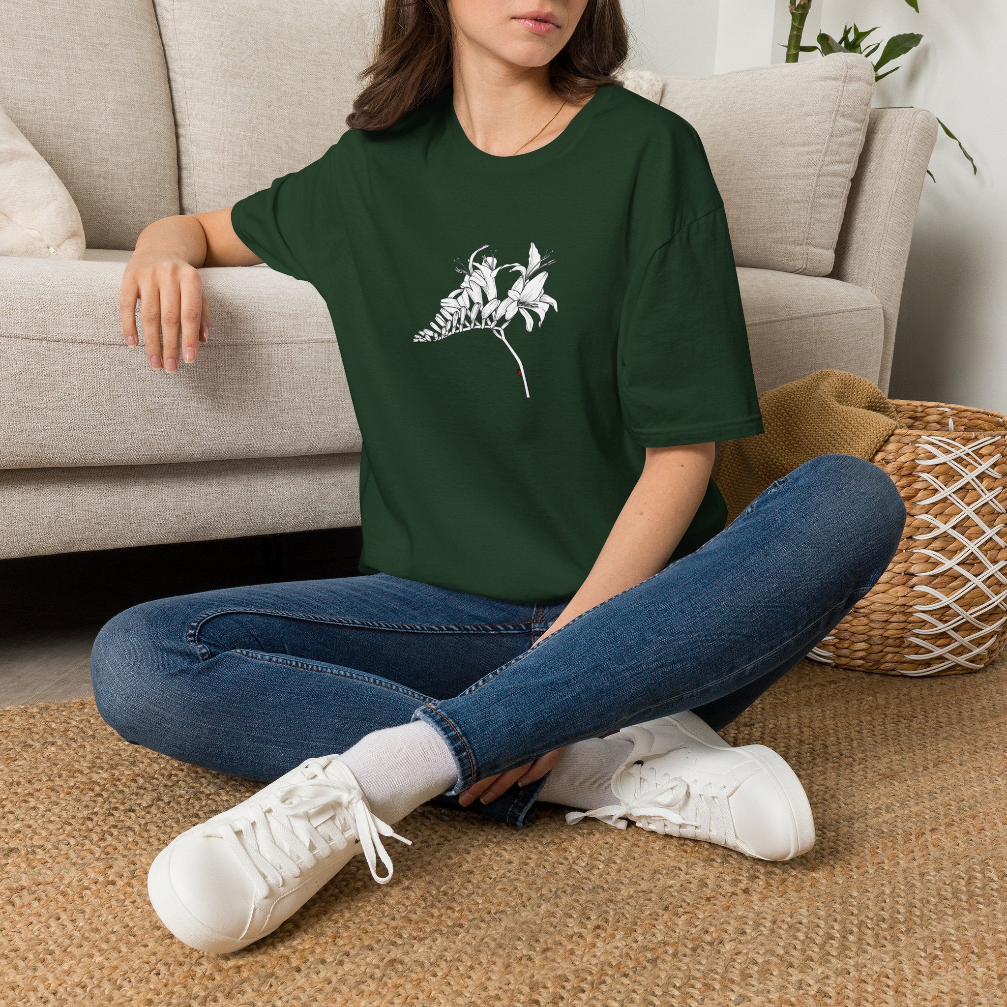 Lucifer Flower Sketch Unisex T‑Shirt — Minimalist Floral Line Art Tee