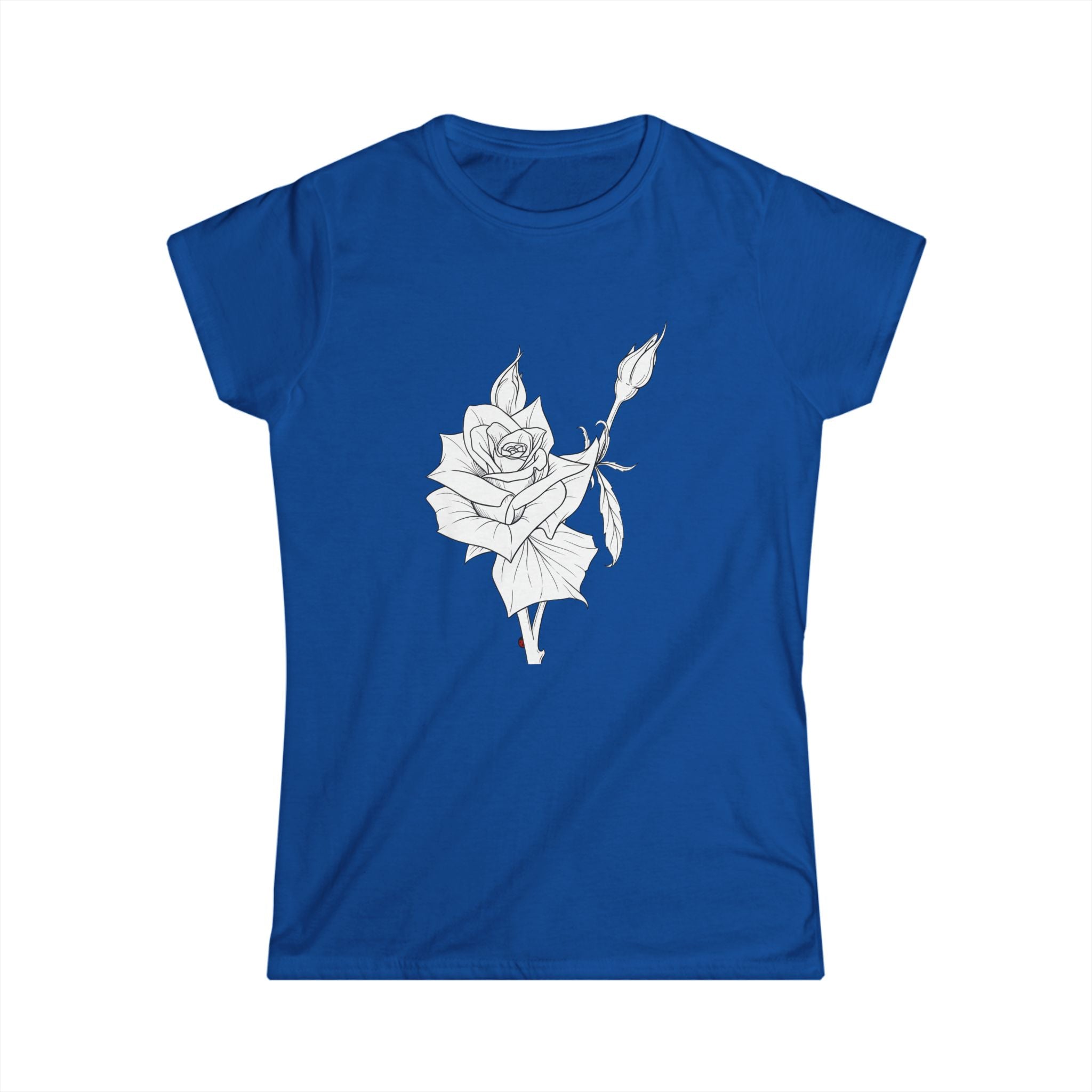 Rose Line Art Tee — Minimal Floral Women's T-Shirt