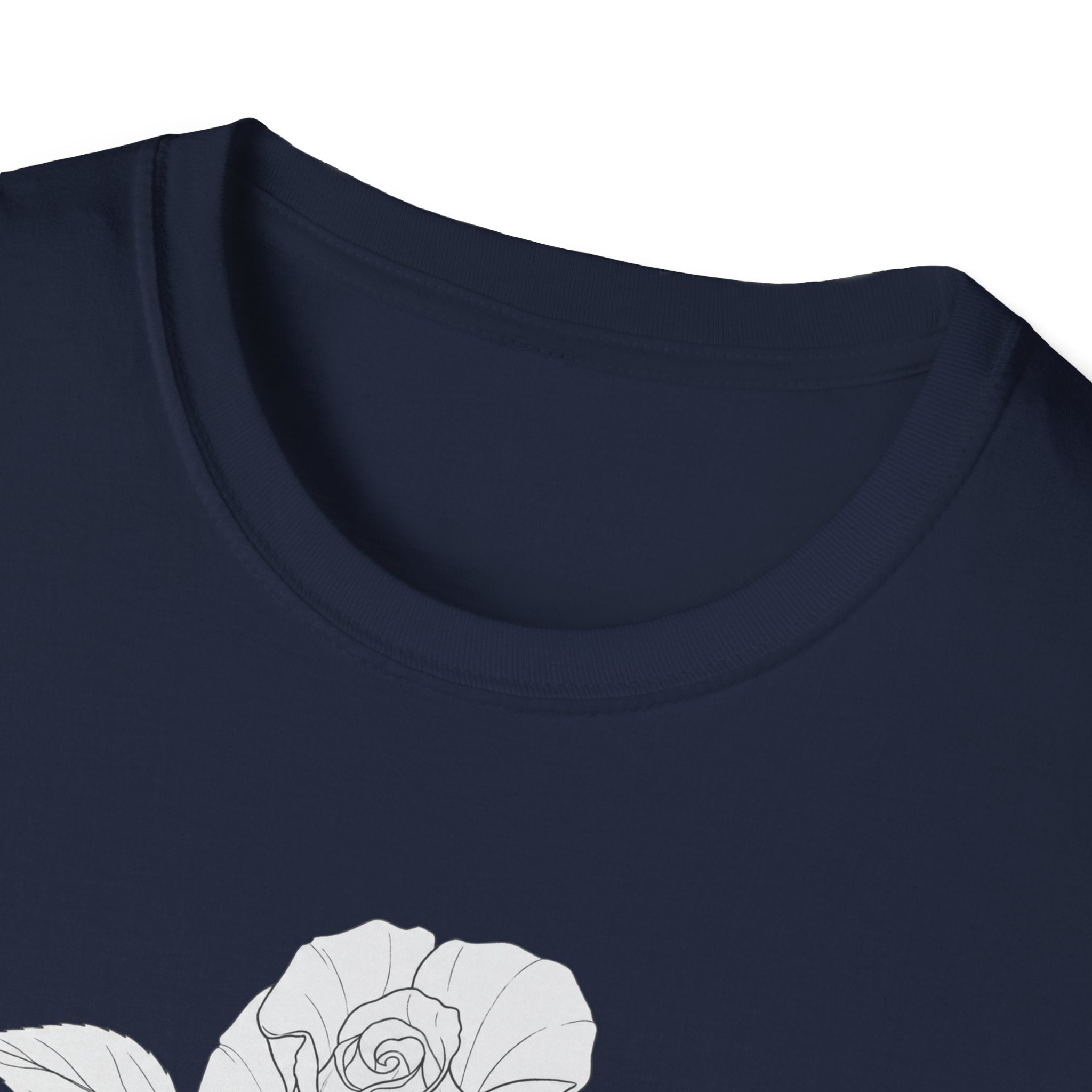 Rose with leaves Sketch Unisex T‑Shirt — Minimalist Floral Line Art Tee