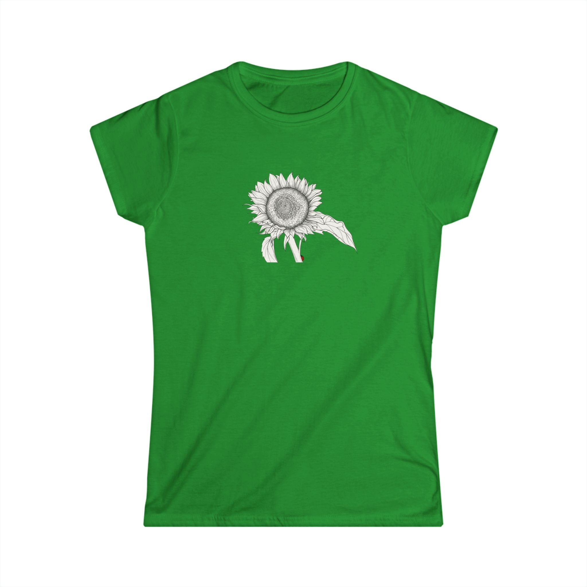 Sunflower Line Art Tee — Minimal Floral Women's T-Shirt