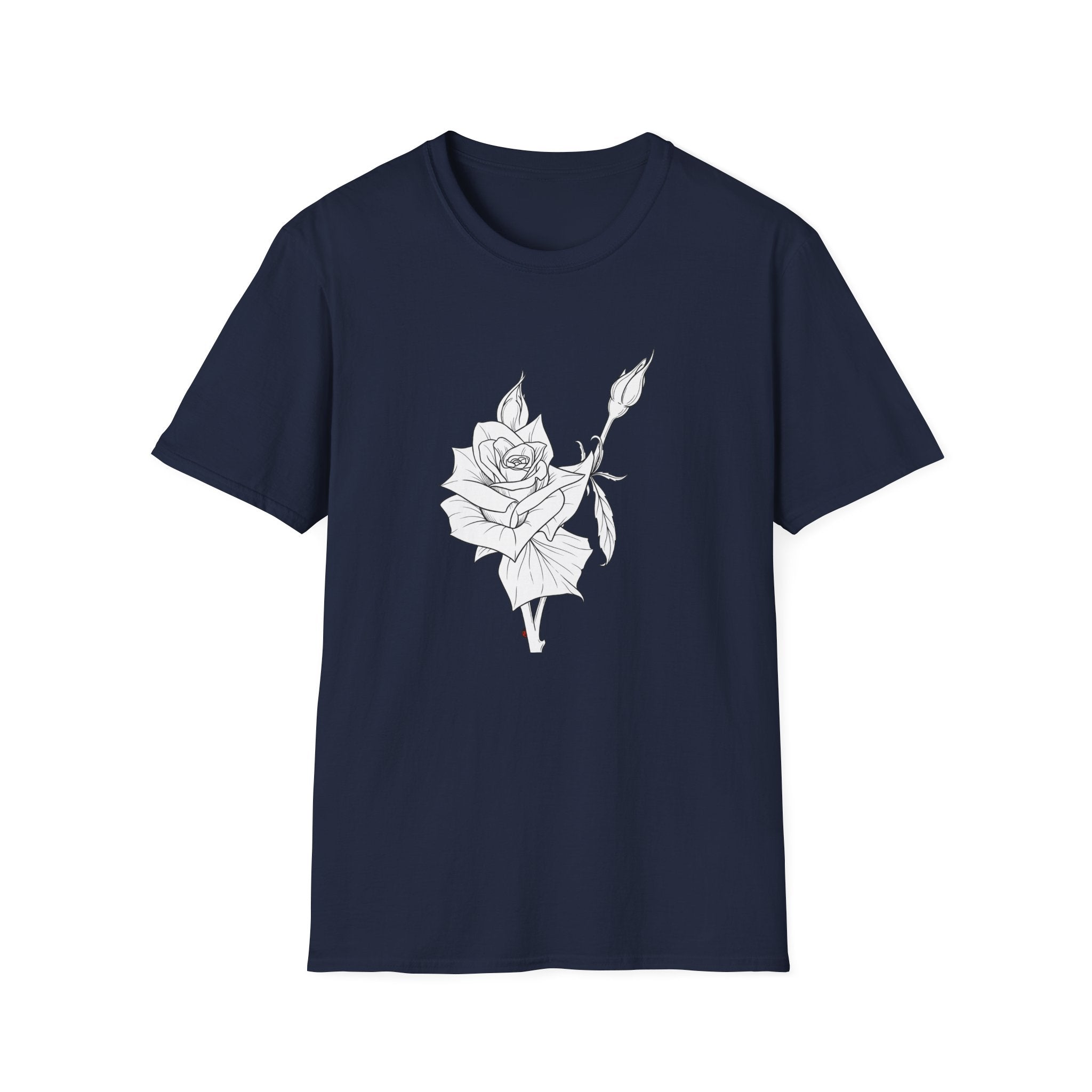 Rose Sketch Unisex T‑Shirt — Minimalist Floral Line Art Tee