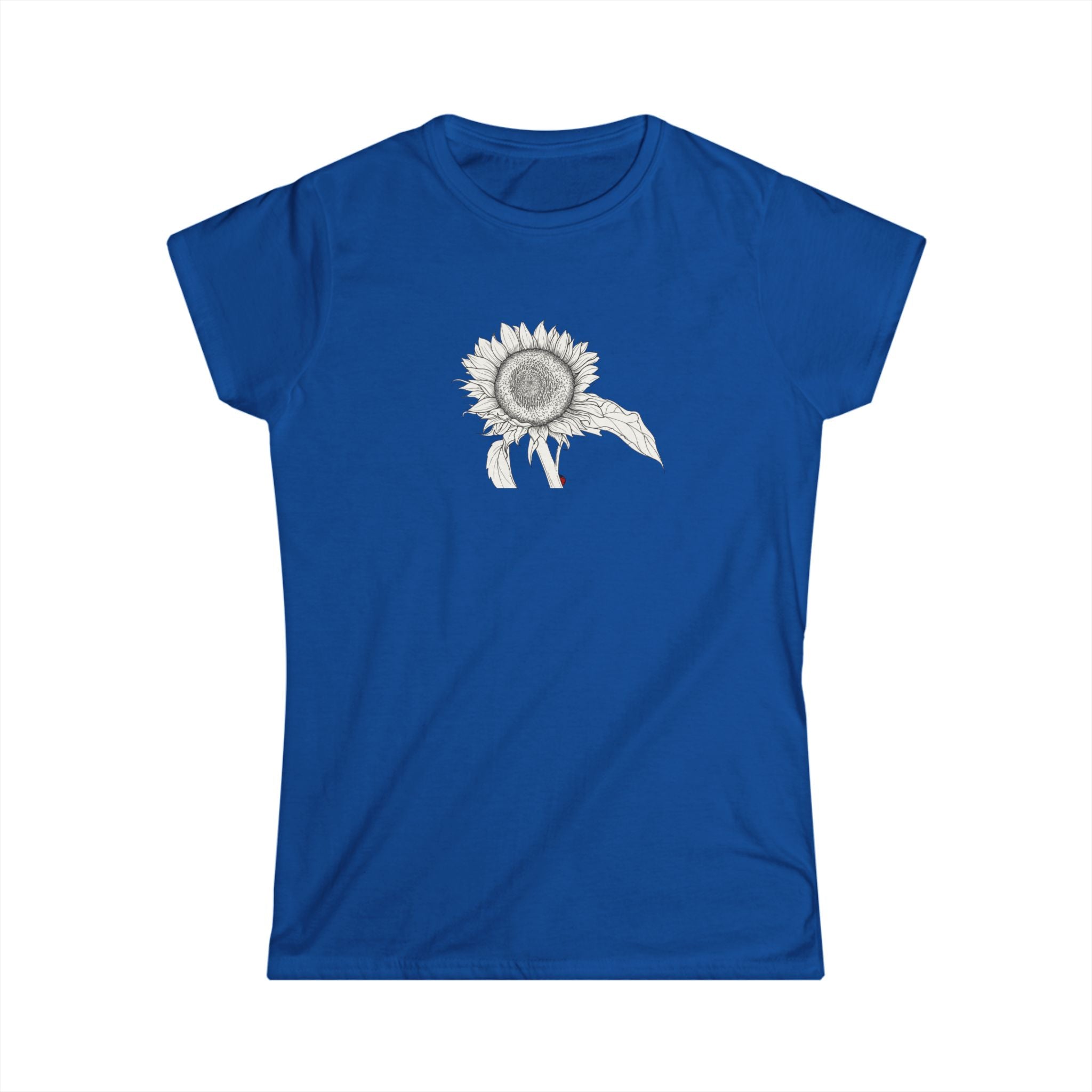 Sunflower Line Art Tee — Minimal Floral Women's T-Shirt