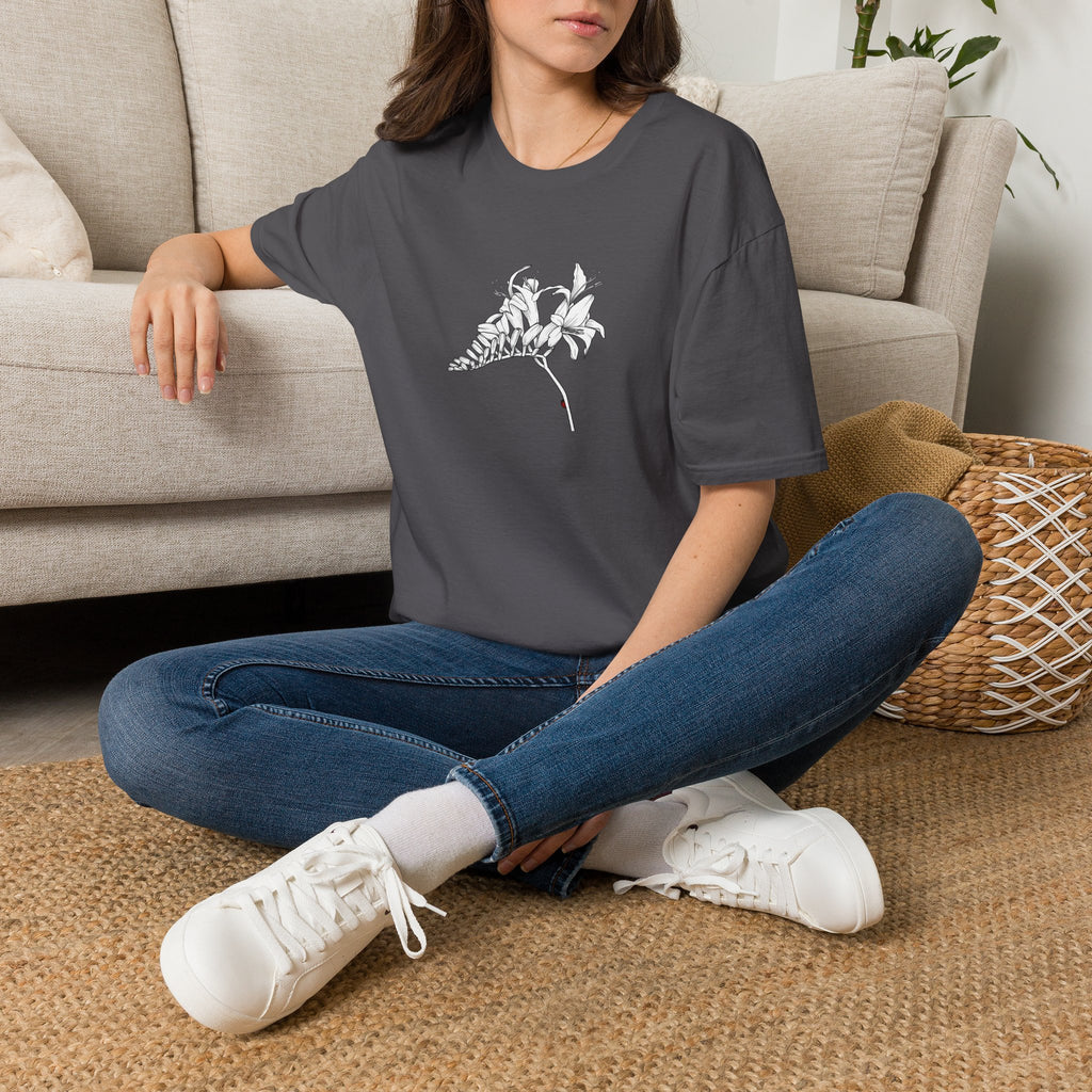 Lucifer Flower Sketch Unisex T‑Shirt — Minimalist Floral Line Art Tee