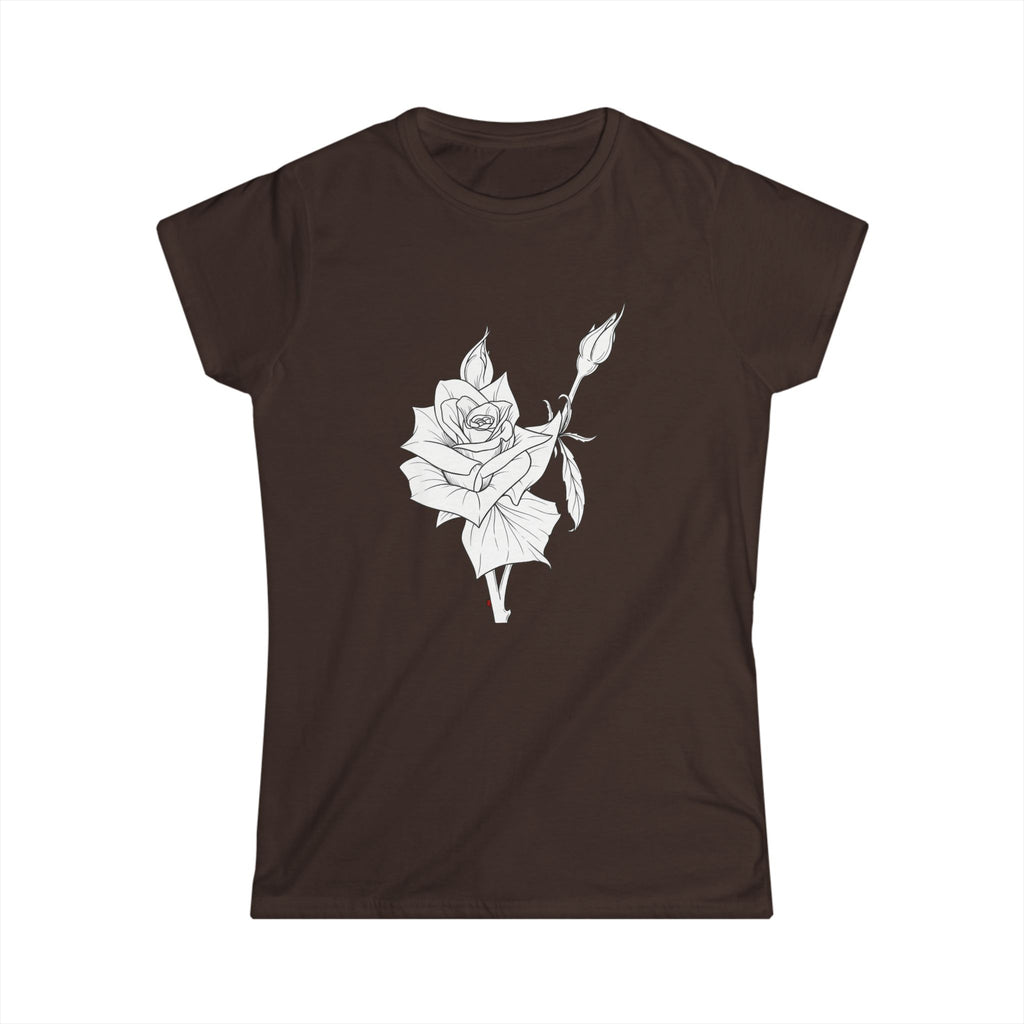 Rose Line Art Tee — Minimal Floral Women's T-Shirt