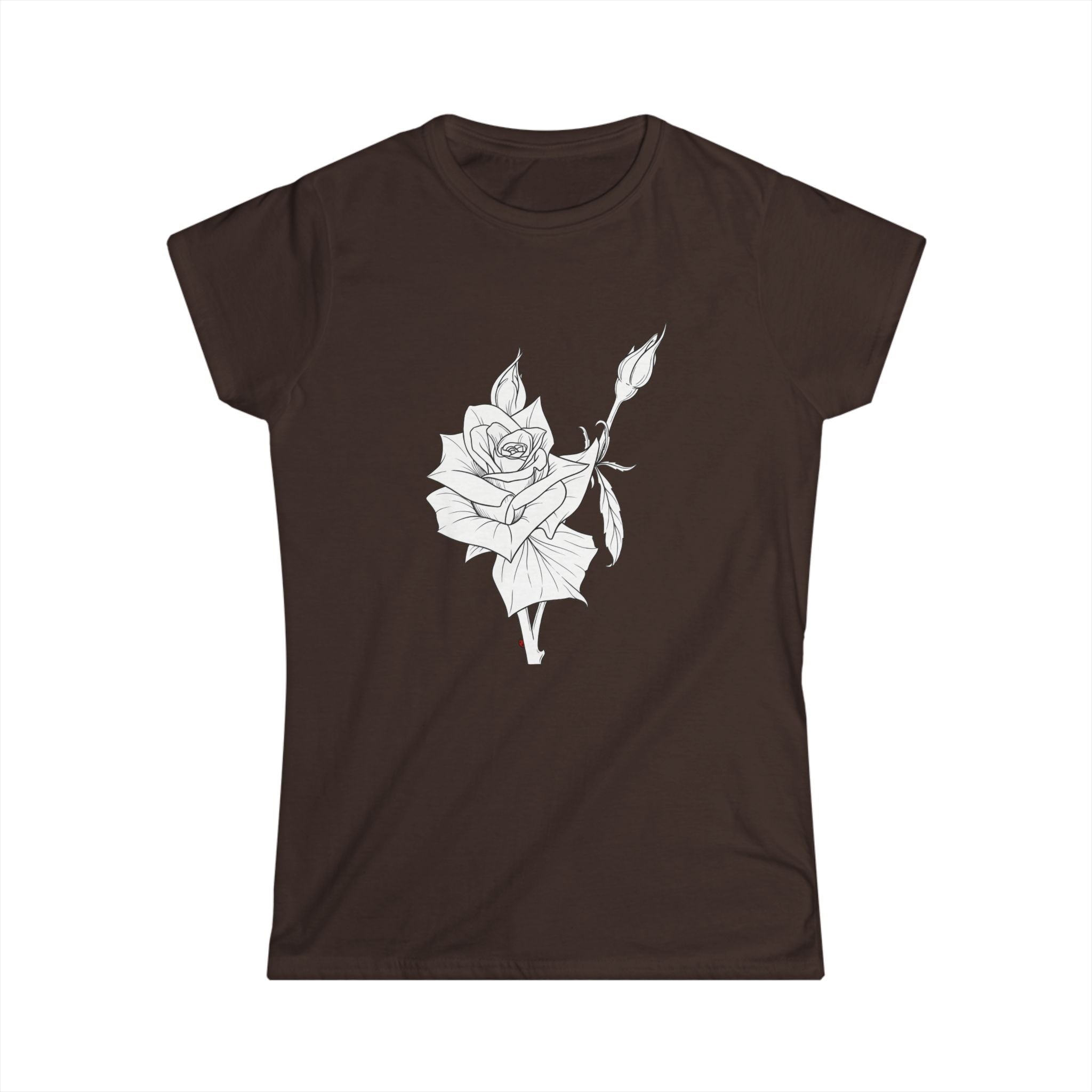 Rose Line Art Tee — Minimal Floral Women's T-Shirt