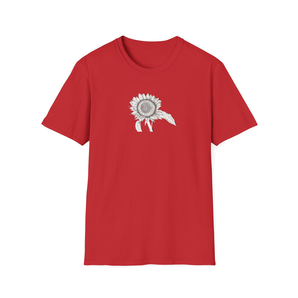 Sunflower Sketch Unisex T‑Shirt — Minimalist Floral Line Art Tee