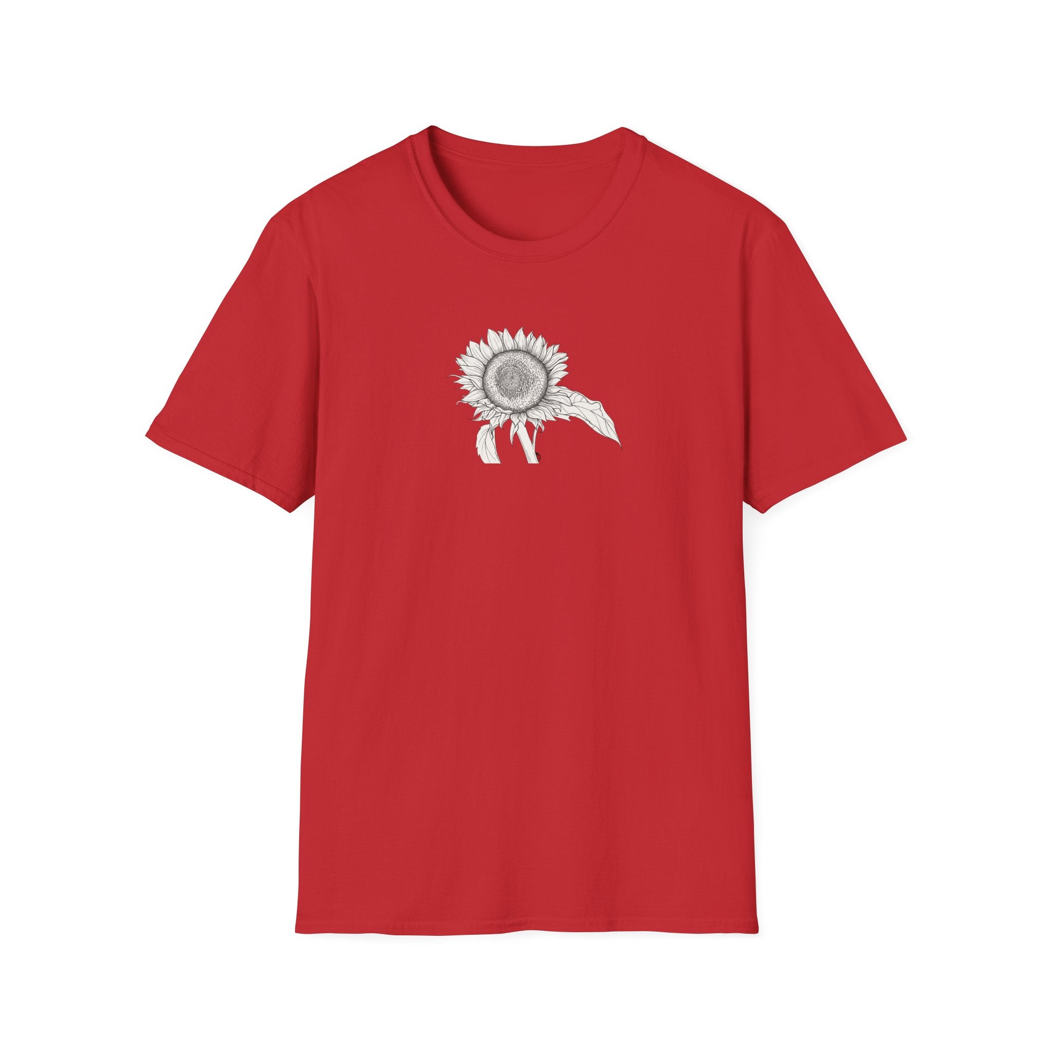 Sunflower Sketch Unisex T‑Shirt — Minimalist Floral Line Art Tee