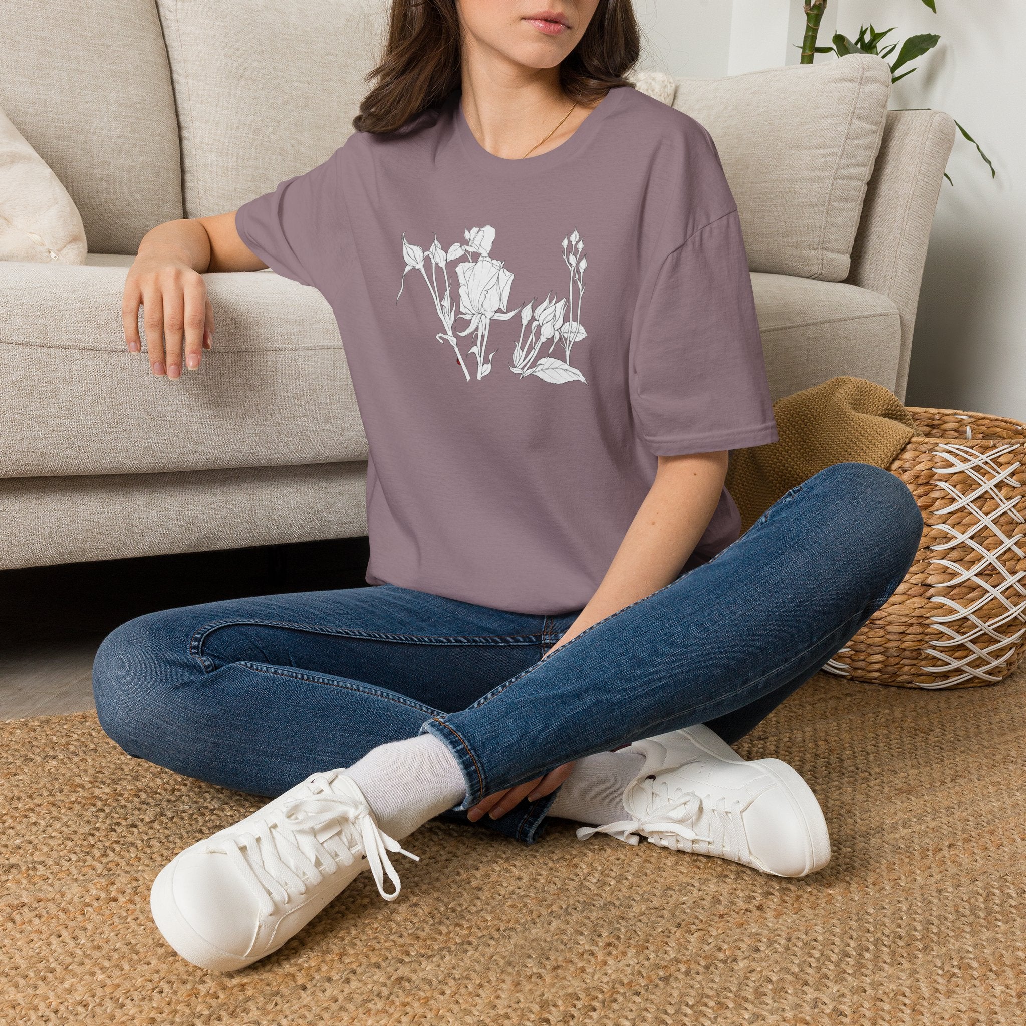 Roesbuds Sketch Unisex T‑Shirt — Minimalist Floral Line Art Tee