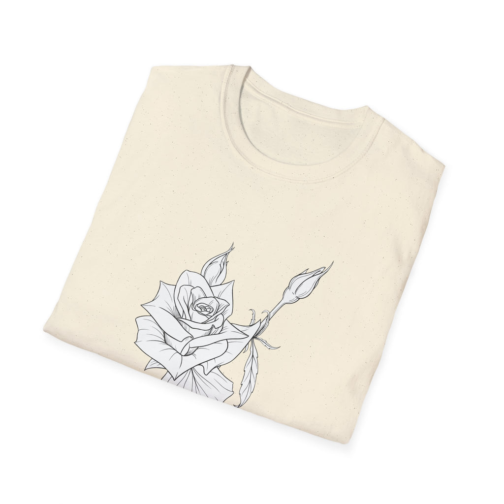 Rose Sketch Unisex T‑Shirt — Minimalist Floral Line Art Tee