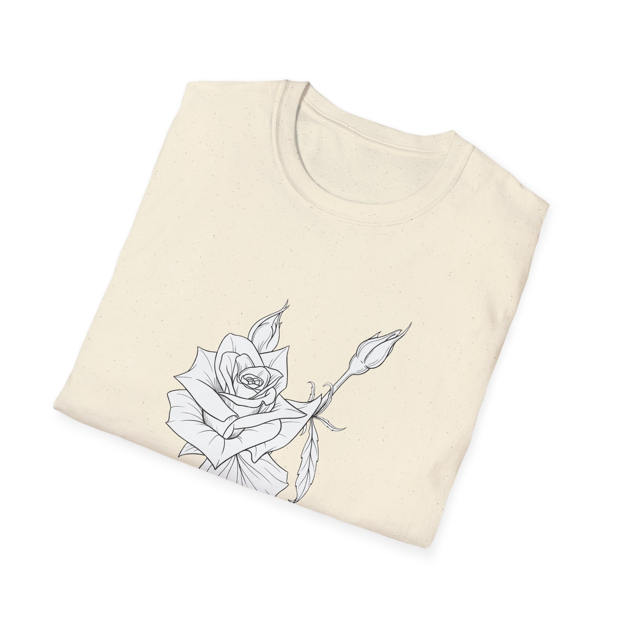 Rose Sketch Unisex T‑Shirt — Minimalist Floral Line Art Tee